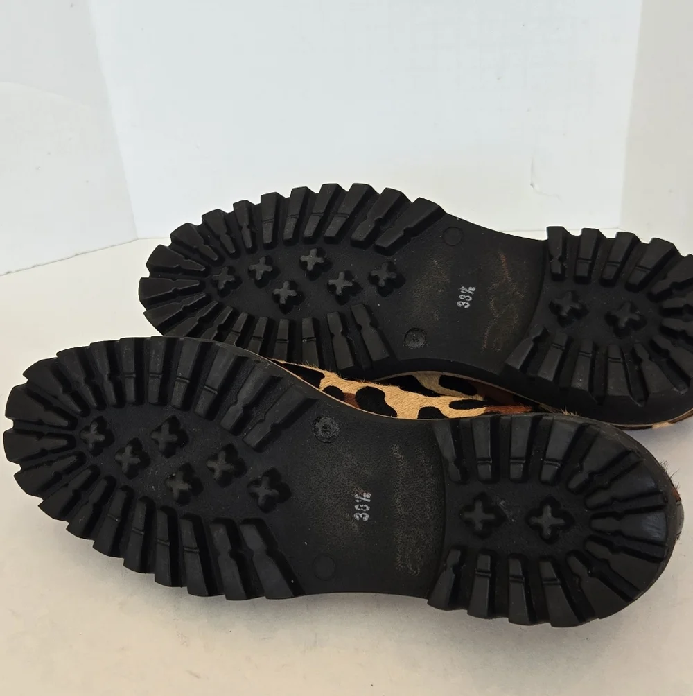 Jon Josef Leopard Print Calf Hair Tassel Loafers Lug Sole